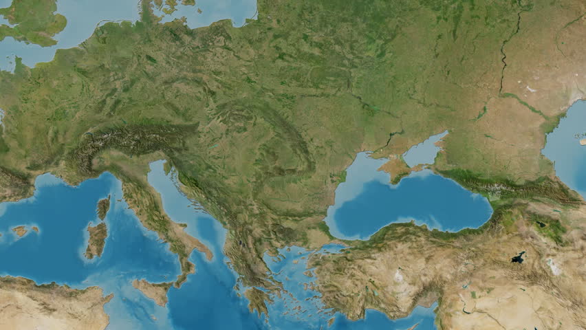 Romania map - extract. Border. Satellite.