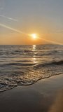 Scenic view of waves rushing at sandy beach against sky during sunset. High quality FullHD footage. 4K video. Corfu, Island in Greece.  - Powered by Shutterstock - Get 15% off with code: PIKWIZARD15