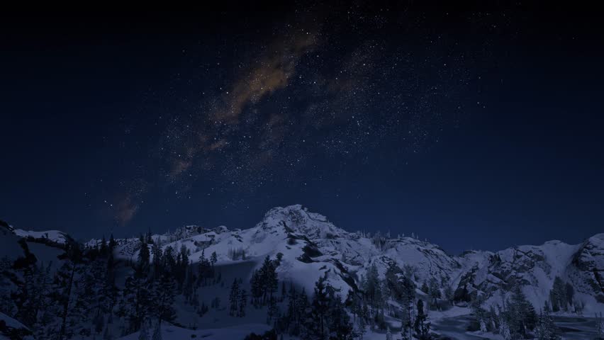 3D. USA. Colorado. Rocky Mountains. Stars in the Middle of the Night