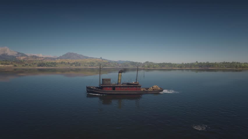 3D. USA. Louisiana. Mississippi River. Steamboat