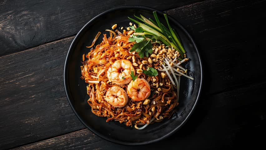 Authentic Pad Thai With Shrimp, Rice Noodles, and Peanuts