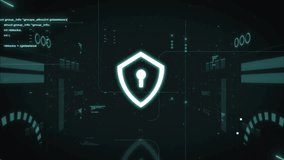 Server, system and process of cybersecurity, lock and overlay of interface, programming and digital. Futuristic, coding and animation of connection, flow and networking of database and big data - Powered by Shutterstock - Get 15% off with code: PIKWIZARD15