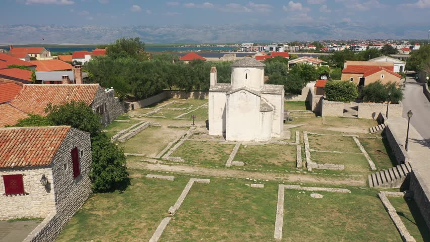 Close-up view of Crkva Sv. Križa in Nin, Croatia