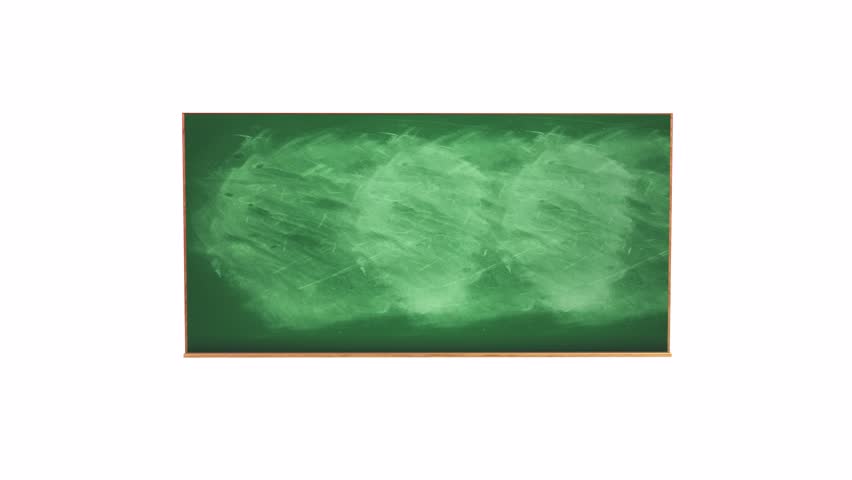 Detailed 3D rendering of a clean chalkboard in an empty classroom