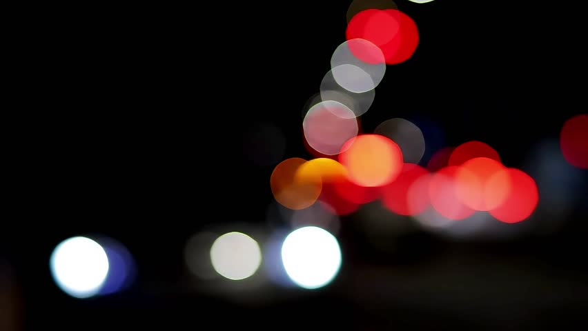 City traffic at night car light mooving blur