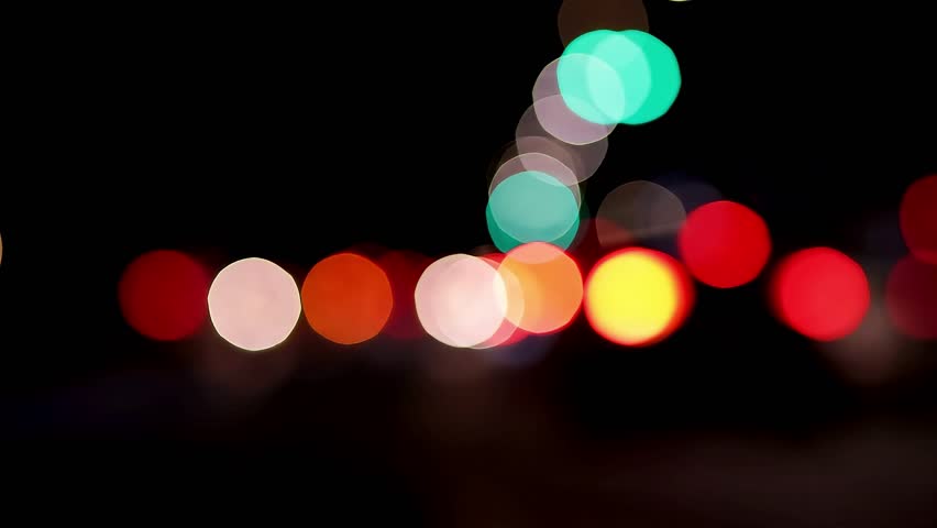 City traffic at night car light mooving blur