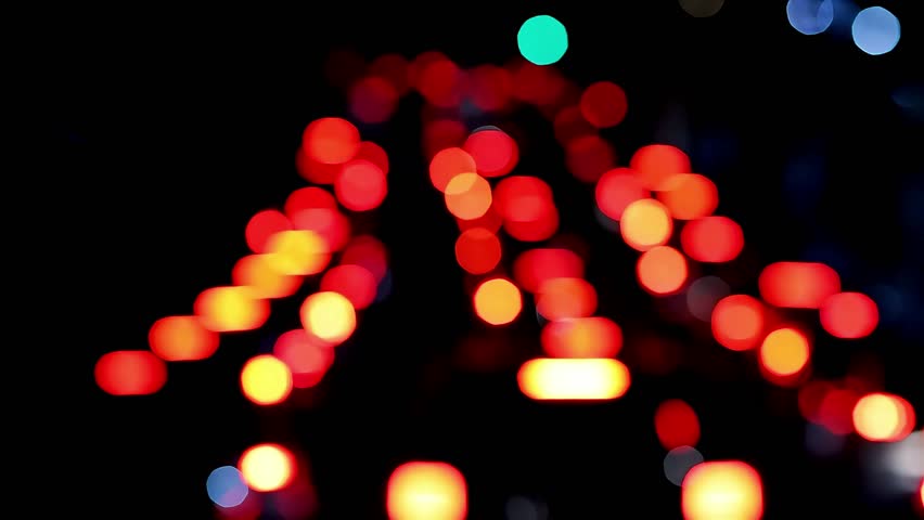 City traffic at night car light mooving blur