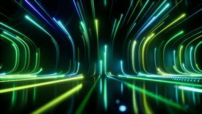The Abstract Neon Light Trail design features vibrant colors in a dark, modern environment. 3D Illustration - Powered by Shutterstock - Get 15% off with code: PIKWIZARD15