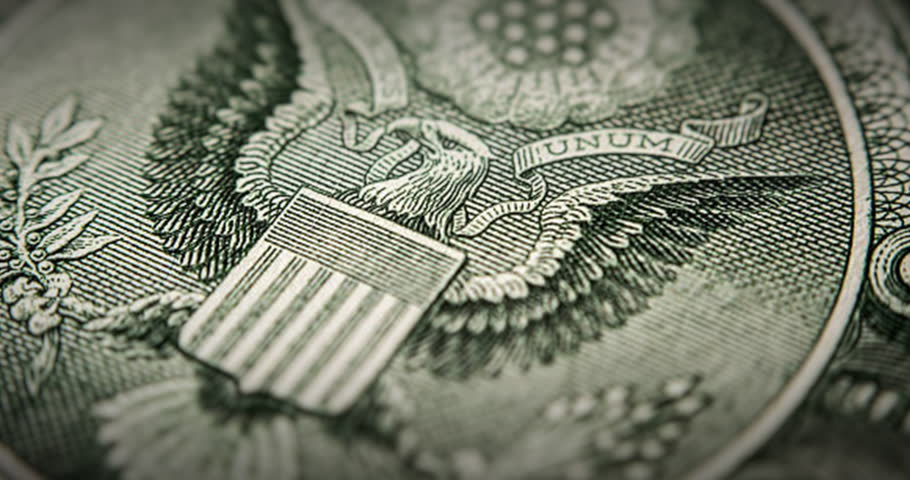 Close-up stop motion animation and rotation of a 100 US dollar bill. Macro details of a one hundred dollar note in motion. Fast-moving USD currency, showcasing the iconic design of American cash.
