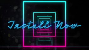 Animation of install now text over glowing neon pattern on black background. Global social media, digital interface, communication, computing and data processing concept digitally generated video. - Powered by Shutterstock - Get 15% off with code: PIKWIZARD15