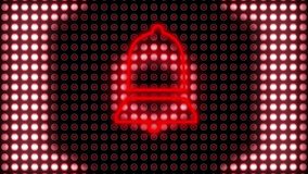 Animation of neon bell icon over glowing neon pattern on black background. Global social media, digital interface, communication, computing and data processing concept digitally generated video. - Powered by Shutterstock - Get 15% off with code: PIKWIZARD15