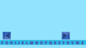 Animated of moving alphabet with rewind symbol in blue, Copy space - Powered by Shutterstock - Get 15% off with code: PIKWIZARD15