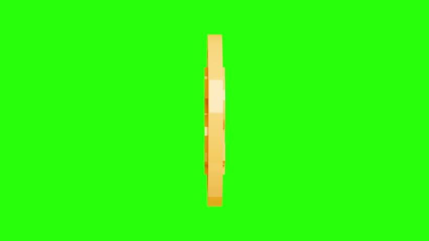 Rotating Gold Coin on a green background Chroma key. Dollar sign as a symbol of Success, Finance and Profit. Looping 3D animation in Ultra HD 4k for illustration Profit, Cashback or. 3D Illustration