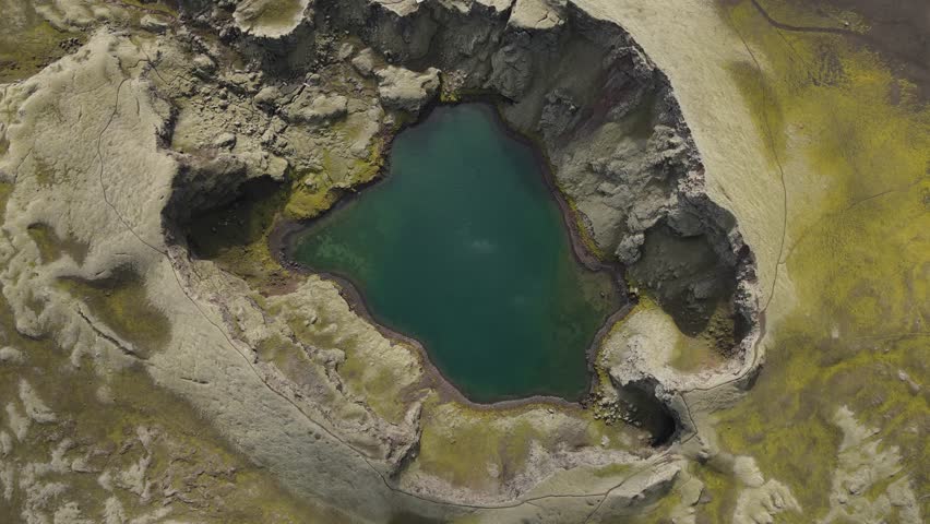 Volcanic crater with a lake in Iceland