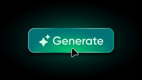 Generate AI button animation. LLM artificial intelligence motion. Machine learning generation process. Click to generate text and image prompt. Chat brain assistant. 4K Alpha Matte. Mov Video Overlay - Powered by Shutterstock - Get 15% off with code: PIKWIZARD15