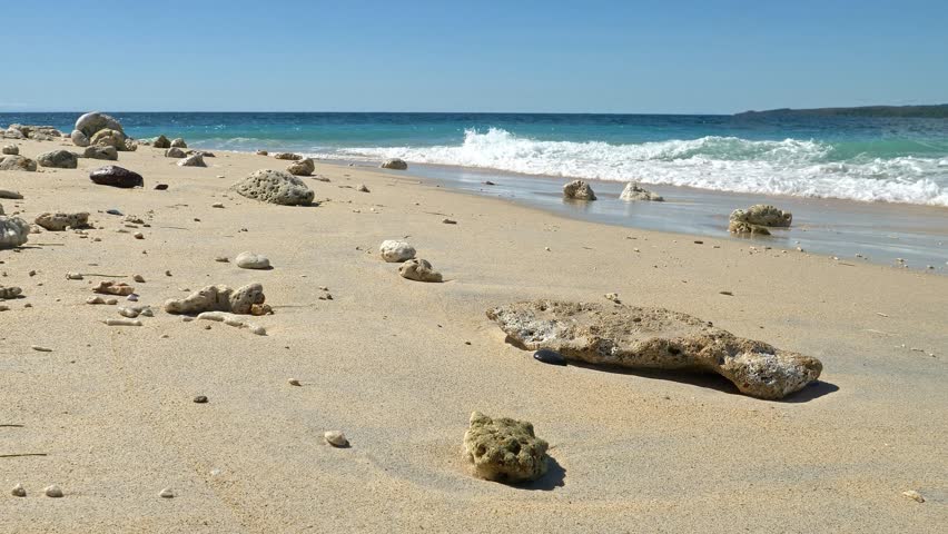 Waves on exotic beach, Nosy Be, Nosy Fanihy, Madagaskar, Africa.