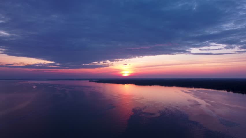 James River, Williamsburg Virginia. Aerial 4k Cinematic Sunset view.