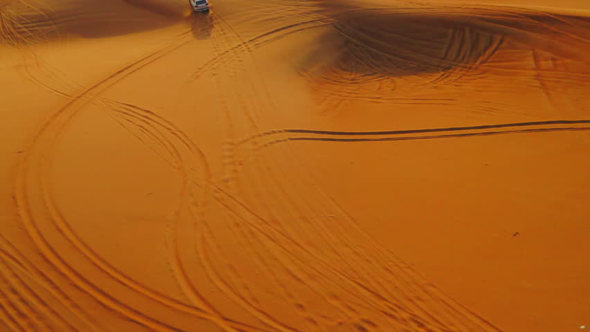 SUV Surfing In The Desert In Dubai, United Arab Emirates, Middle East