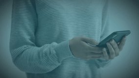 Animation of level up text over caucasian woman using smartphone. Business, technology and digital interface concept digitally generated video. - Powered by Shutterstock - Get 15% off with code: PIKWIZARD15