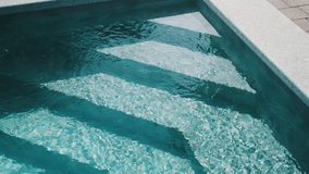 Steps in the pool with blue ceramic tile mosaic. Relax in the backyard of a country house
 - Powered by Shutterstock - Get 15% off with code: PIKWIZARD15