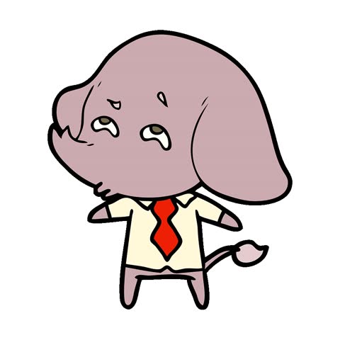Simple looping animated cartoon elephant boss remembering