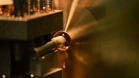 The hole boring process on brass material parts by lathe machine. The parts production on turning machine.  - Powered by Shutterstock - Get 15% off with code: PIKWIZARD15
