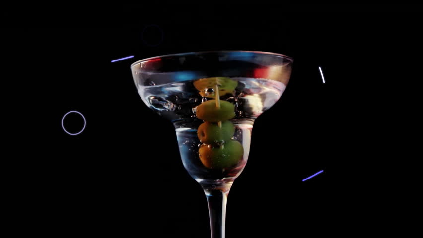Martini glass with colorful reflections over geometric shapes animation on black background. Cocktail, vibrant, abstract, nightlife, party, modern - Powered by Shutterstock - Get 15% off with code: PIKWIZARD15