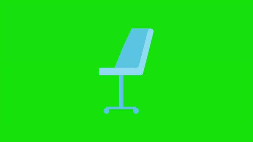 Chair Vector illustration animation on green screen, chair cartoon, home decore,
