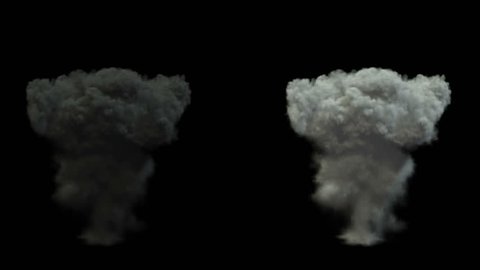 mushroom smoke cloud after explosion. alpha channel