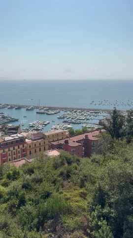 Panoramic view over Naples, Italy during a very hot summer day in August