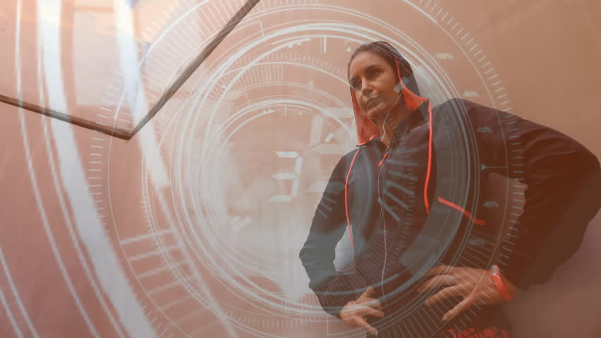 Digital clock animation over person in hoodie leaning against wall. Time, technology, urban, modern, city, youth - Powered by Shutterstock - Get 15% off with code: PIKWIZARD15