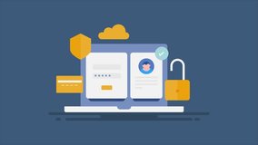 Data security software protecting customer data, Account protected with password authentication, Financial data protection and security - 2d animation video clip - Powered by Shutterstock - Get 15% off with code: PIKWIZARD15