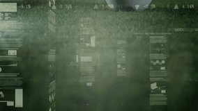 Soccer player kicking ball with data processing animation over green field. football, athlete, technology, sports, motion, dynamic - Powered by Shutterstock - Get 15% off with code: PIKWIZARD15