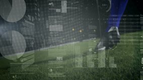 Soccer ball on grass with data processing animation over it. technology, sports, field, analysis, infographic, digital - Powered by Shutterstock - Get 15% off with code: PIKWIZARD15