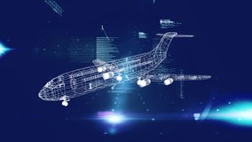 Wireframe airplane and digital code, futuristic technology animation. innovation, virtual, coding, cyber, high-tech, data - Powered by Shutterstock - Get 15% off with code: PIKWIZARD15