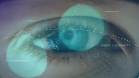 Close-up of eye with digital interface and network connections animation overlay. Technology, innovation, cybersecurity, futuristic, data, virtual - Powered by Shutterstock - Get 15% off with code: PIKWIZARD15