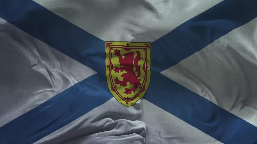 Nova Scotia Flag .Slow Motion Cloth Animation -3D Rendering