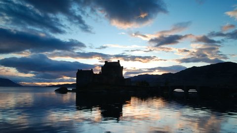 Scottish castle sunset time lapse