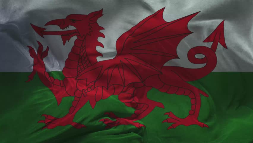 Welsh Dragons Flag Slow Motion Cloth Animation -3D Rendering