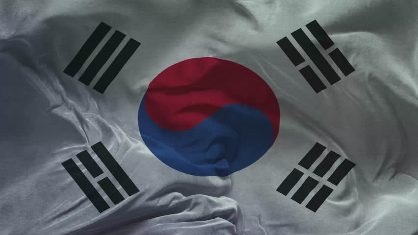 South Korea Flag Slow Motion Cloth Animation -3D Rendering