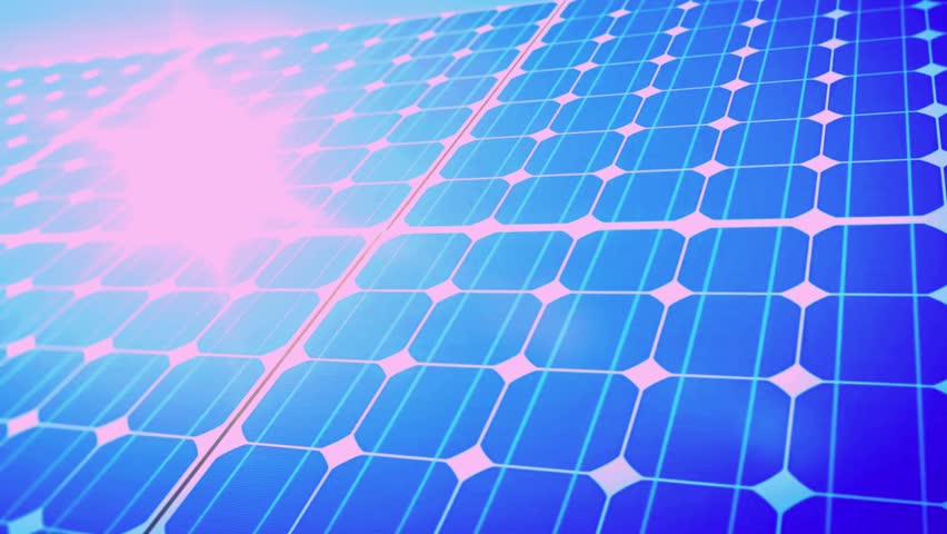 Solar Panel Installation Against Clear Sky 4K Landscape Video – Dynamic Solar Flare Mosaic for Science Projects Highlighting Renewable Energy and Sustainable Technology