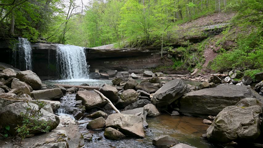 View of Waterfall in Babcock State Park, West Virginia