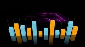 Animating bar chart over neon basketball court background. Animation, bar graph, technology, data visualization, sports, futuristic - Powered by Shutterstock - Get 15% off with code: PIKWIZARD15