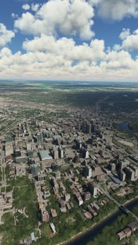 3D - Top Aerial Shot of the City of Winnipeg Manitoba. Canada