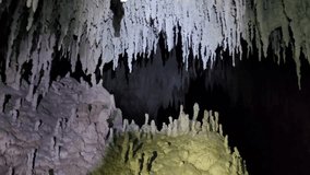 geological formations inside a cave lit by lanterns - Powered by Shutterstock - Get 15% off with code: PIKWIZARD15