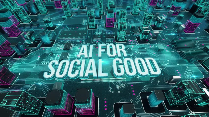 AI for Social Good- with digital technology hitech concept. 3D Illustration