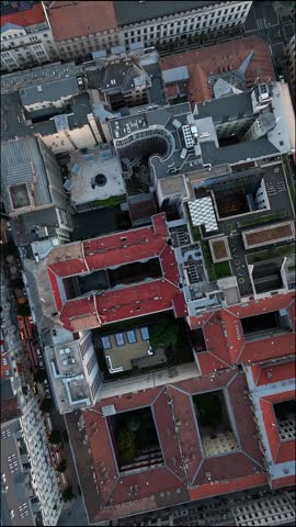 Budapest roof in a top down video 