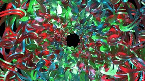 Colorful Spiral of Interwoven Ribbons in 3D. Dynamic Abstract Pattern of Twisting Red and Green Loops. Vibrant Tunnel of Curved Lines and Bright Colors. Skull and crossbones. Hypnotic Vortex. - Powered by Shutterstock - Get 15% off with code: PIKWIZARD15