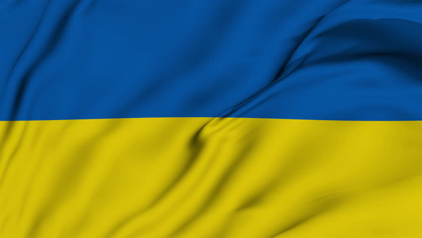 Ukraine flag waving Seamless loop animation. 4K 