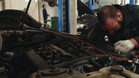 Close-up auto caucasian mechanic repairing a car engine looking for a fault - Powered by Shutterstock - Get 15% off with code: PIKWIZARD15